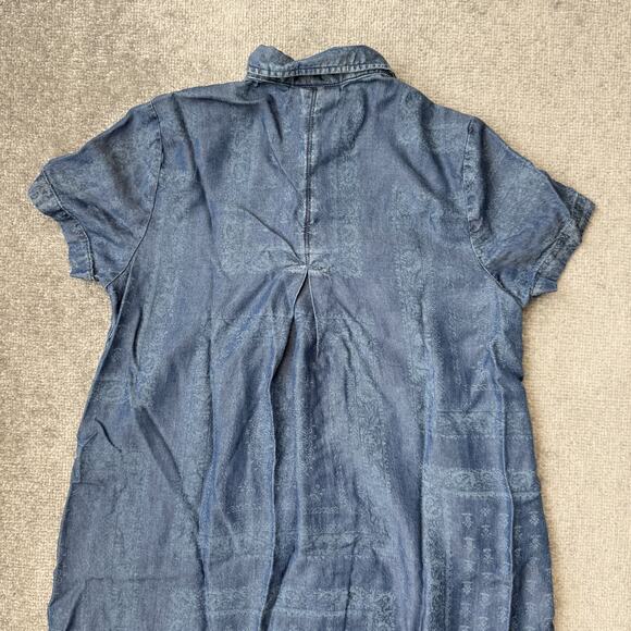 J Jill Denim Shirt Dress Womens Small Short Sleeve Button Front Tencel Lyocell - Picture 10 of 11